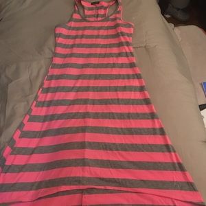 Pink and grey striped dress