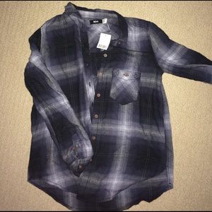 brand new urban outfitters flannel, gray/blue