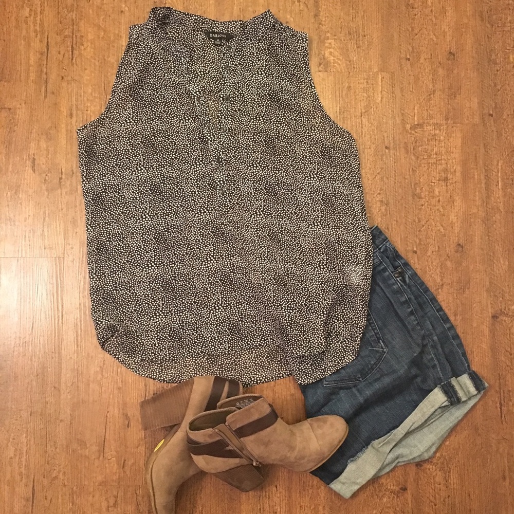 Black and cream printed blouse