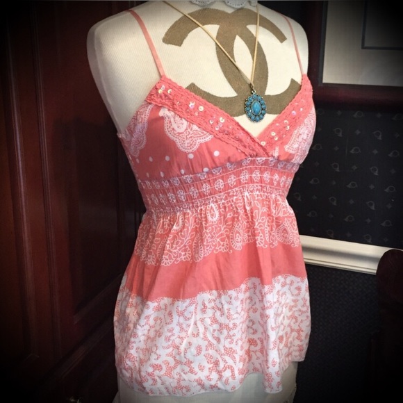 janette Tops - Adorable baby doll style coral tank top