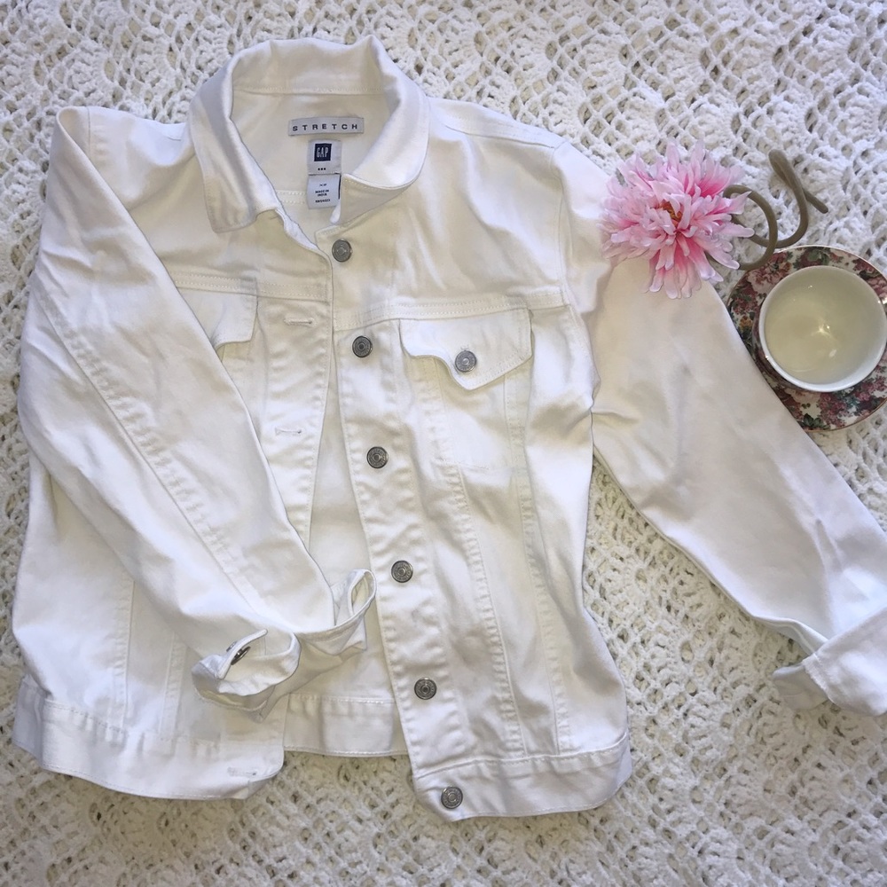 Gap white denim jacket