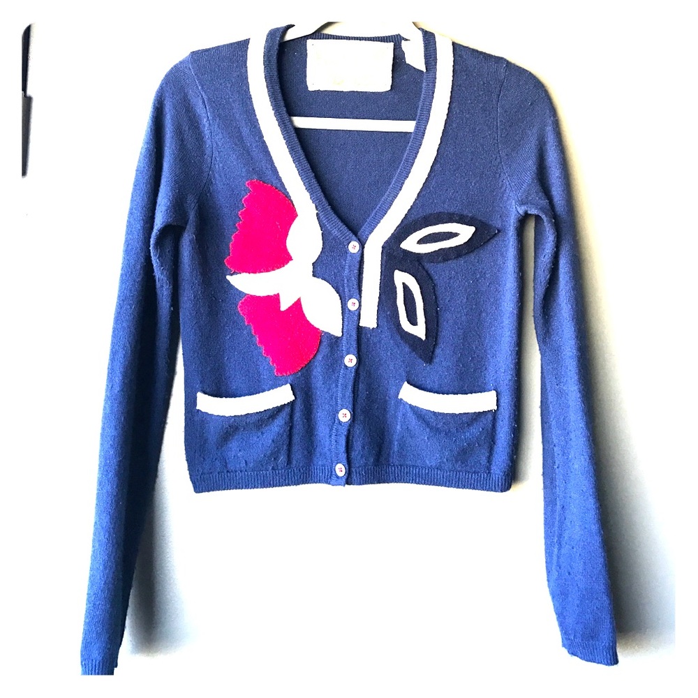 Anthropologie floral felt sweater by Field Flower