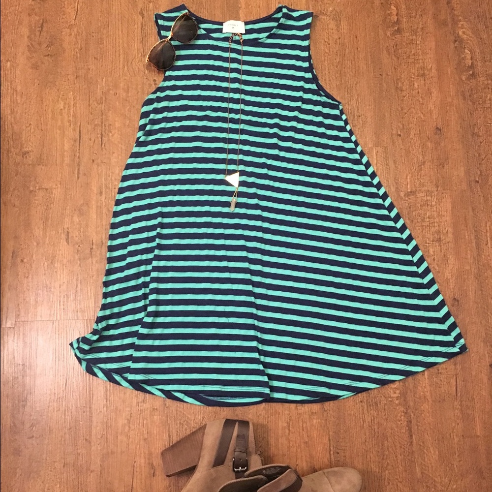 Fantastic teal and blue striped dress