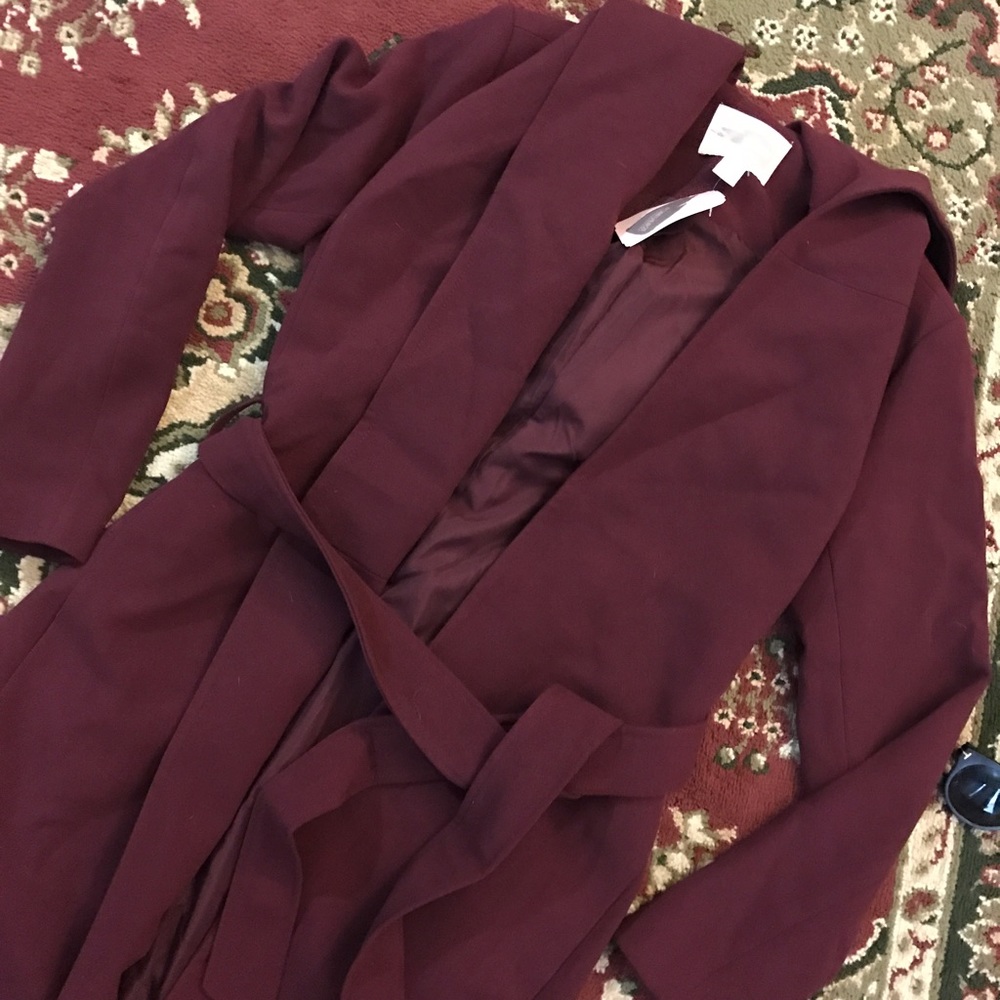 Long Burgundy hooded coat