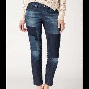 AG Stevie Patchwork ankle slim straight ankle jean