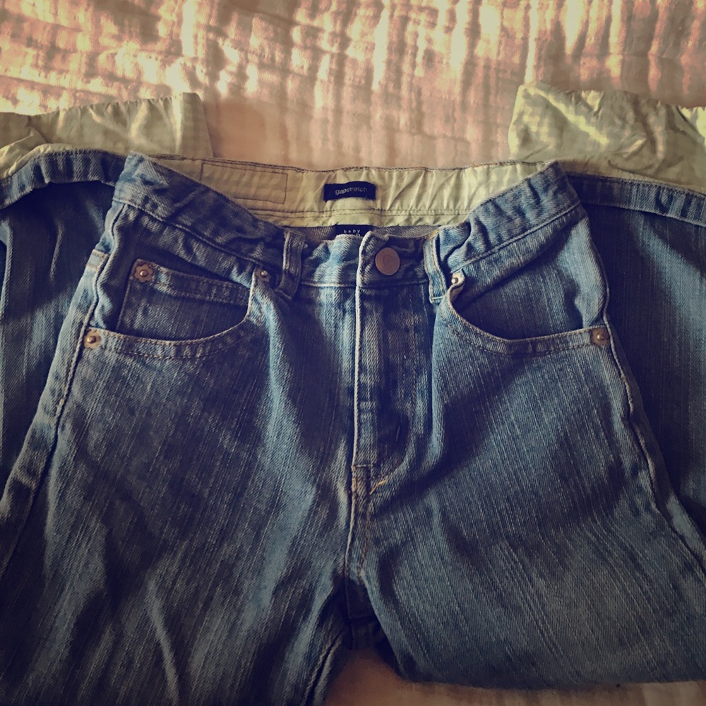 Baby Gap Capri jeans with gingham details.