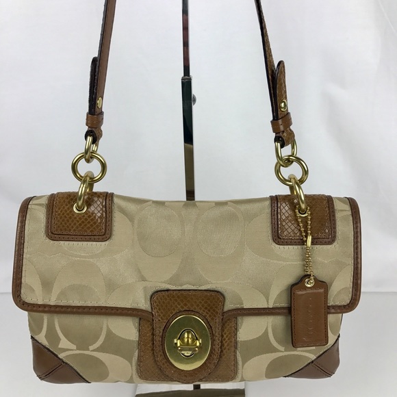 Coach Handbags - Coach Peyton Signature Sateen Flap Shoulder Bag