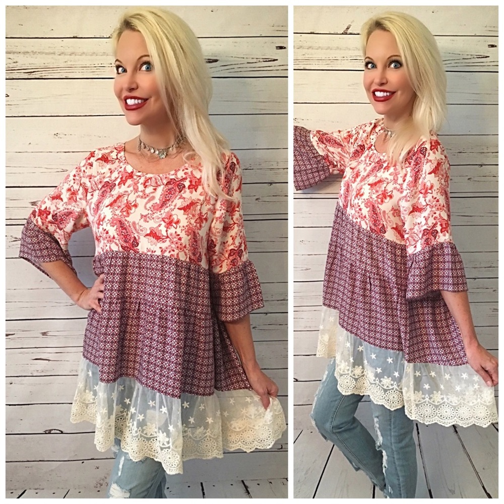 Stunning boho tunic/dress with lace detail LAST 1 - Picture 2 of 3