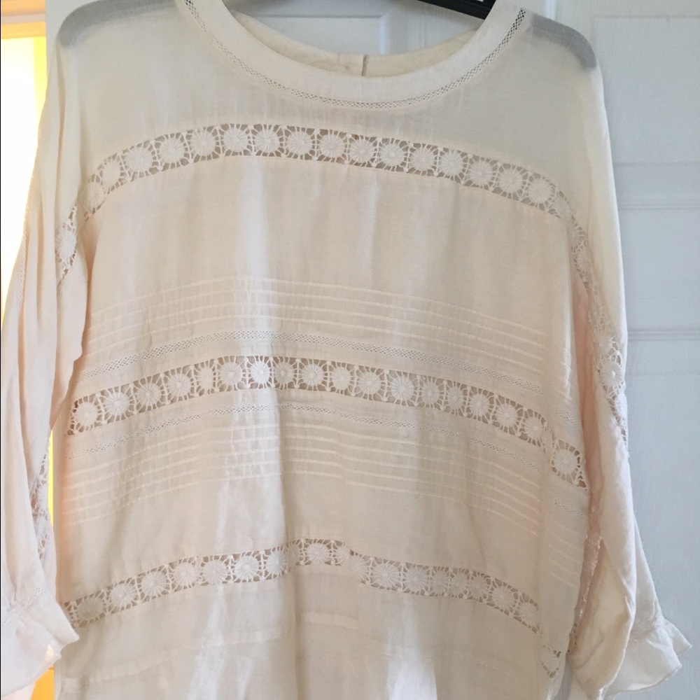Cotton embroidery and lace top