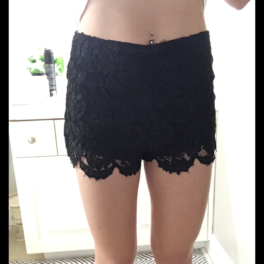 Black lace shorts