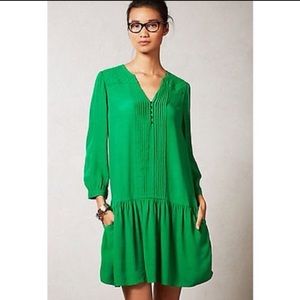 Anthropologie green drop-waist dress - size 0