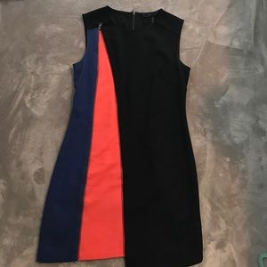 Asymmetric BCBG Color Block Dress