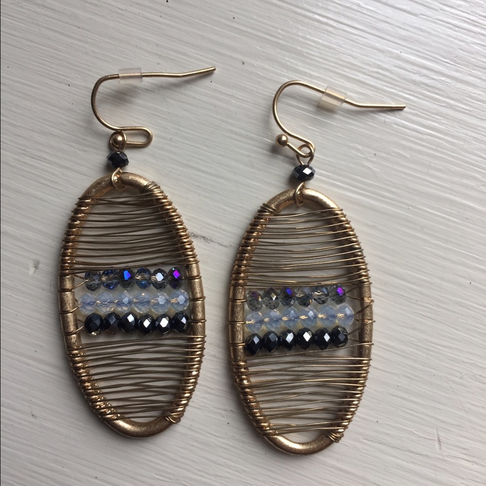 Marlyn Schiff oval hand wrapped crystal earring