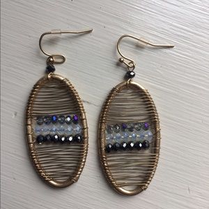 Marlyn Schiff oval hand wrapped crystal earring