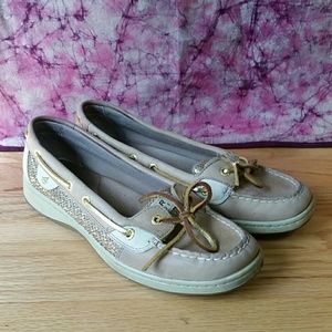 Gold sparkly Sperrys