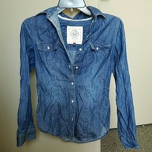 Denim button-down shirt