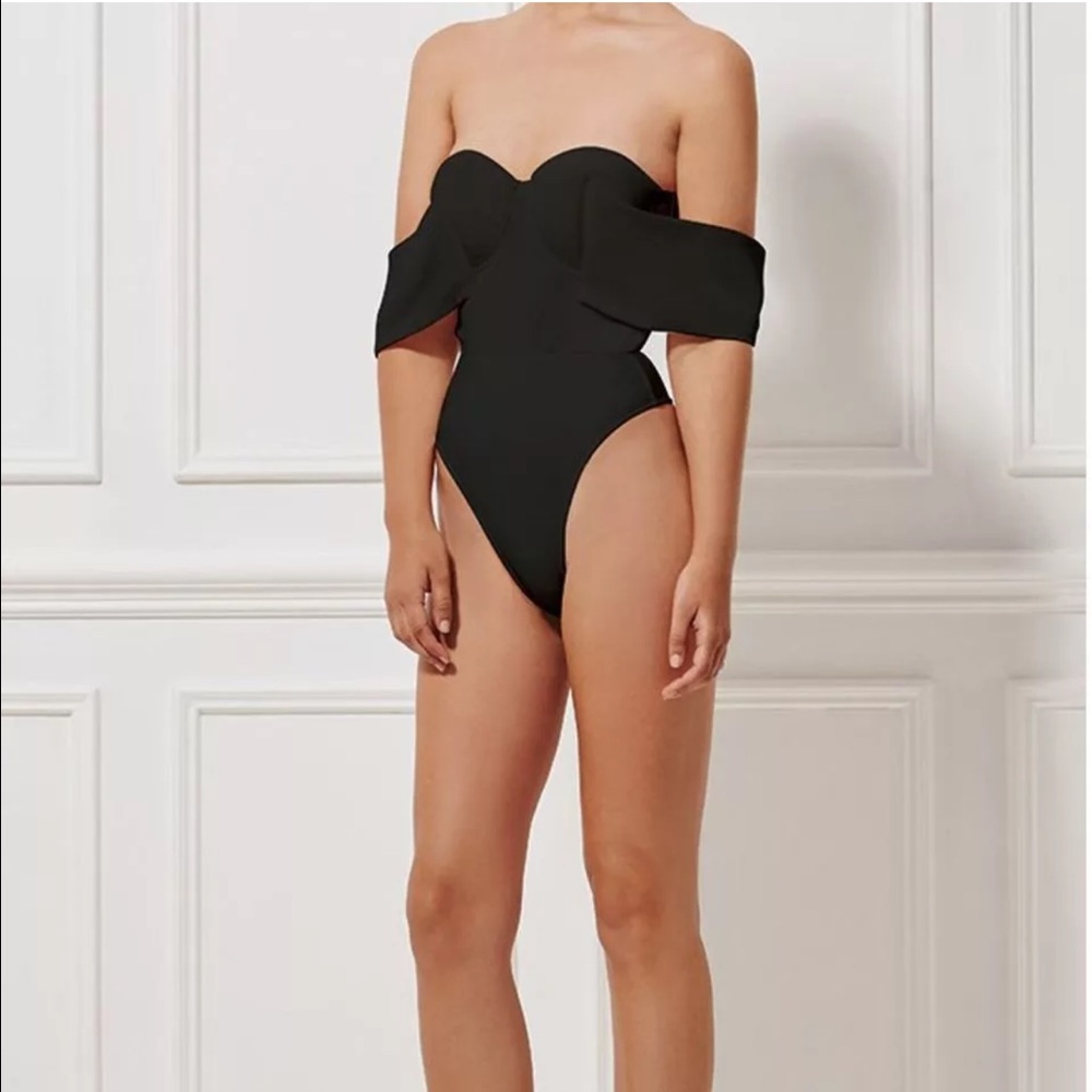 Misha Collection Savannah Silk Bodysuit Ebony US 8