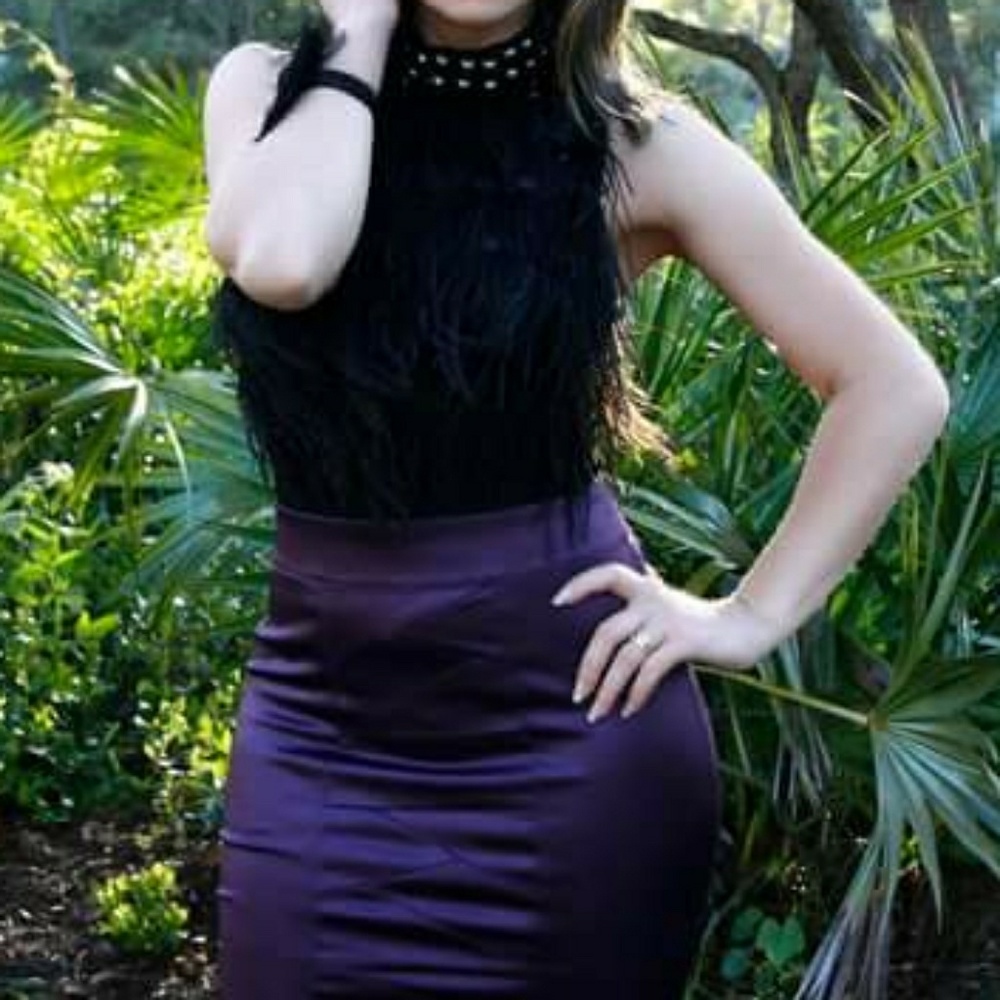 Bebe Fancy Feather top dress