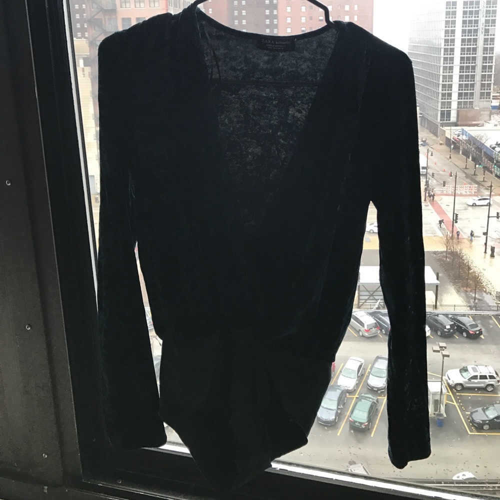 Emerald green/blue velvet bodysuit