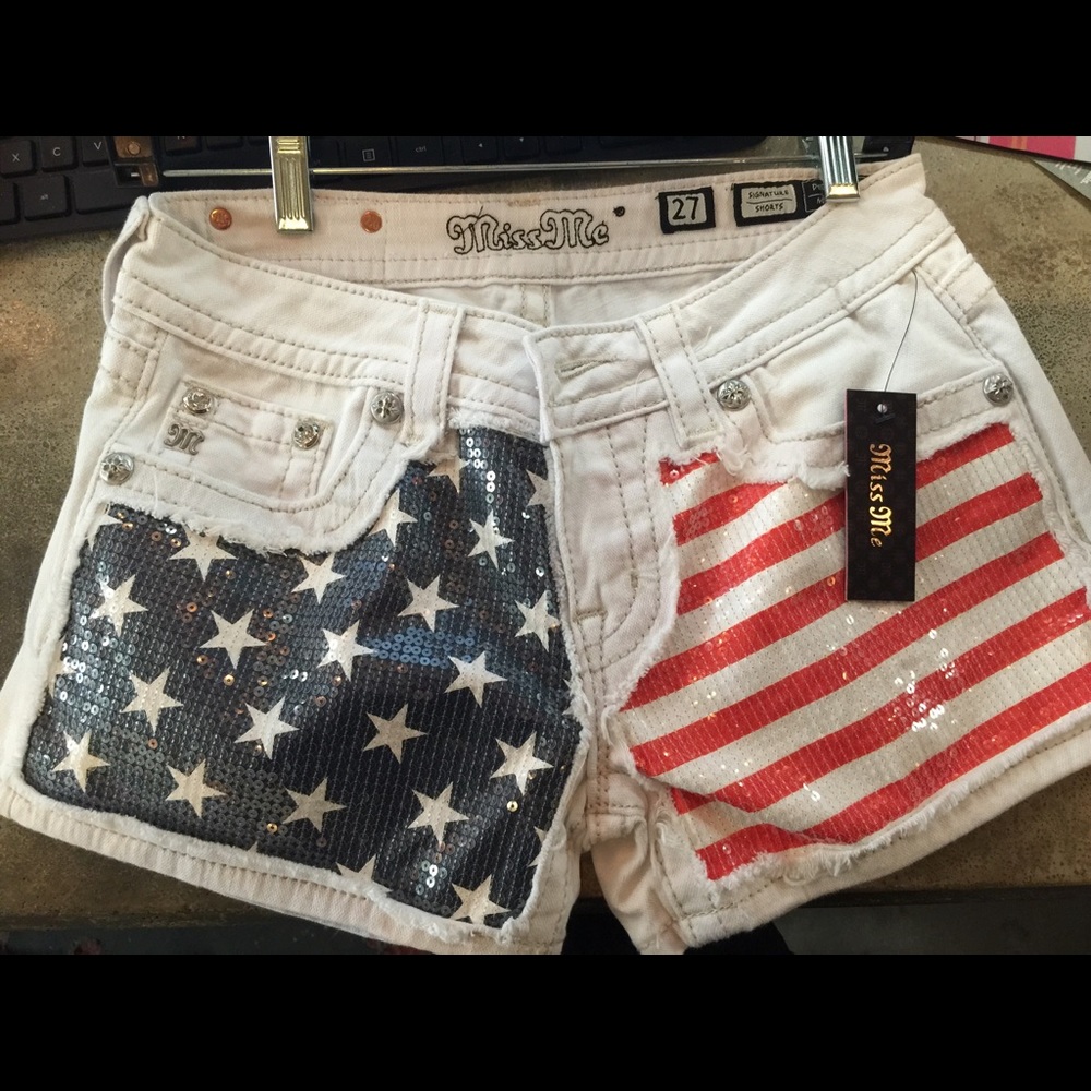 American Flag Sequin Shorts