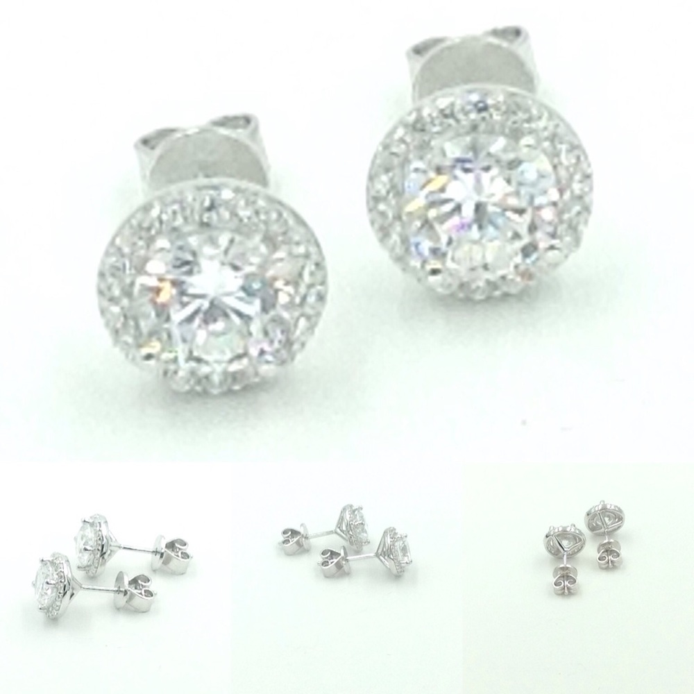 .925 Sterling Silver Cubic Zirconia Stud Earrings