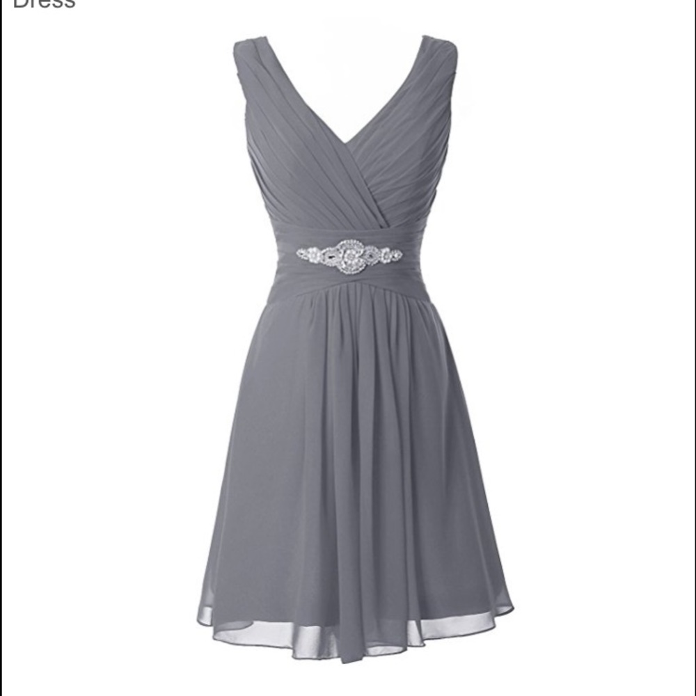 V-Neck Chiffon Short Bridesmaid Dress "Fits a 2"