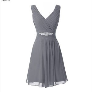 V-Neck Chiffon Short Bridesmaid Dress "Fits a 2"