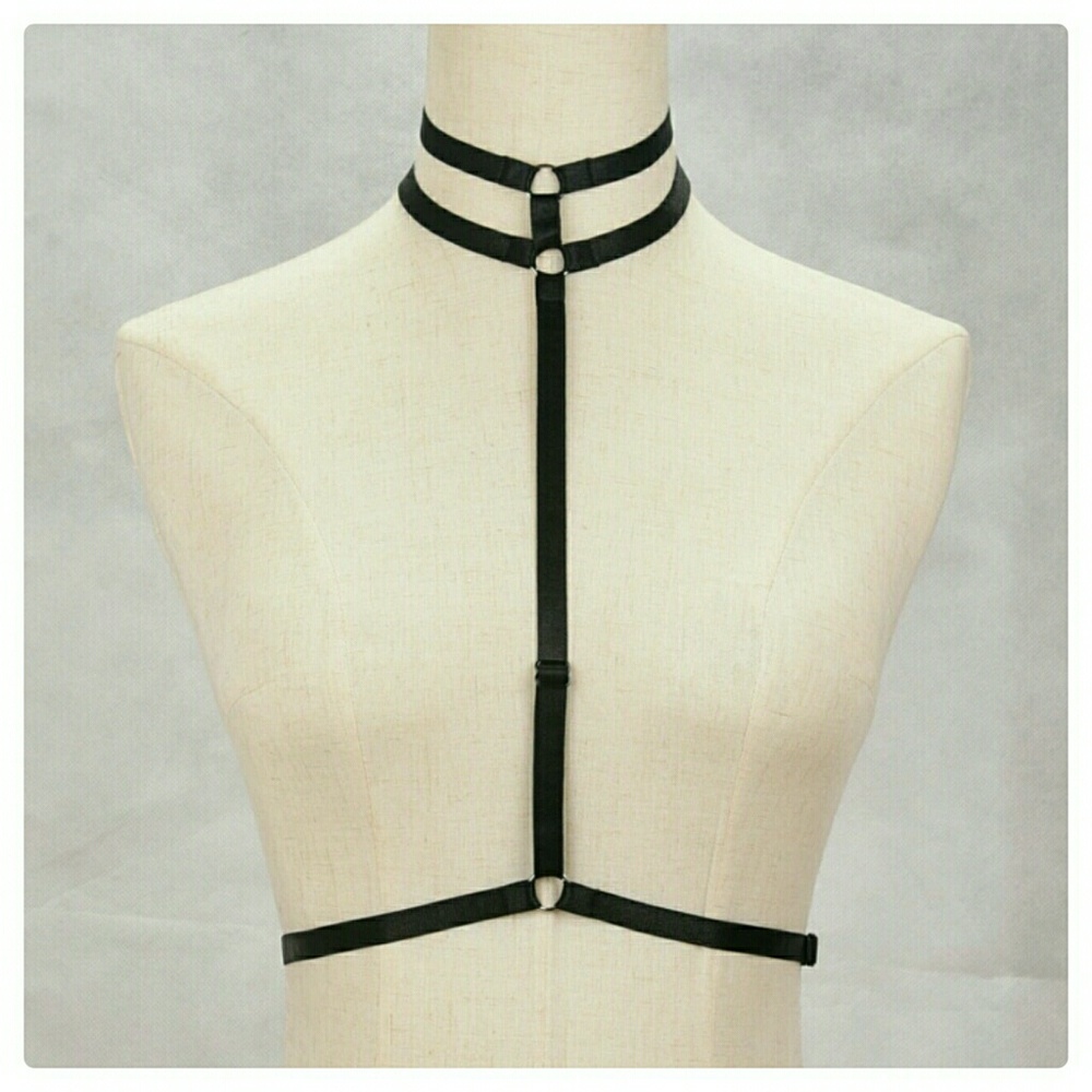 🎈LAST 1💚 H.P. 💚Sexy Black Harness Bra - Picture 2 of 4