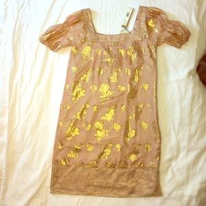 Laundry By Design Shimmering Embroidered PetalGold