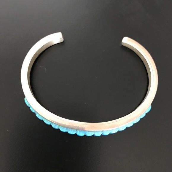 Silver and lab created opal bracelet. - Picture 2 of 2