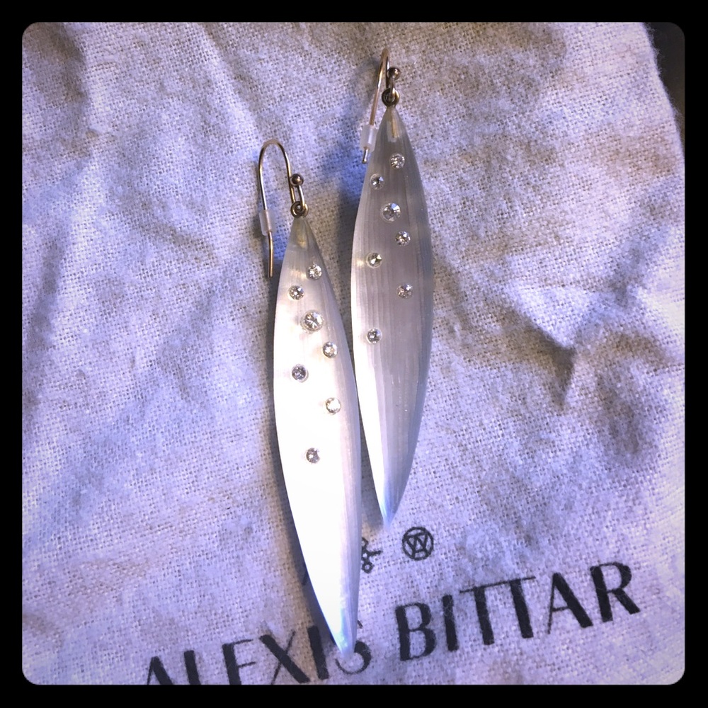 Alexis Bittar "Diamond Dust" Lucite Leaf Earrings