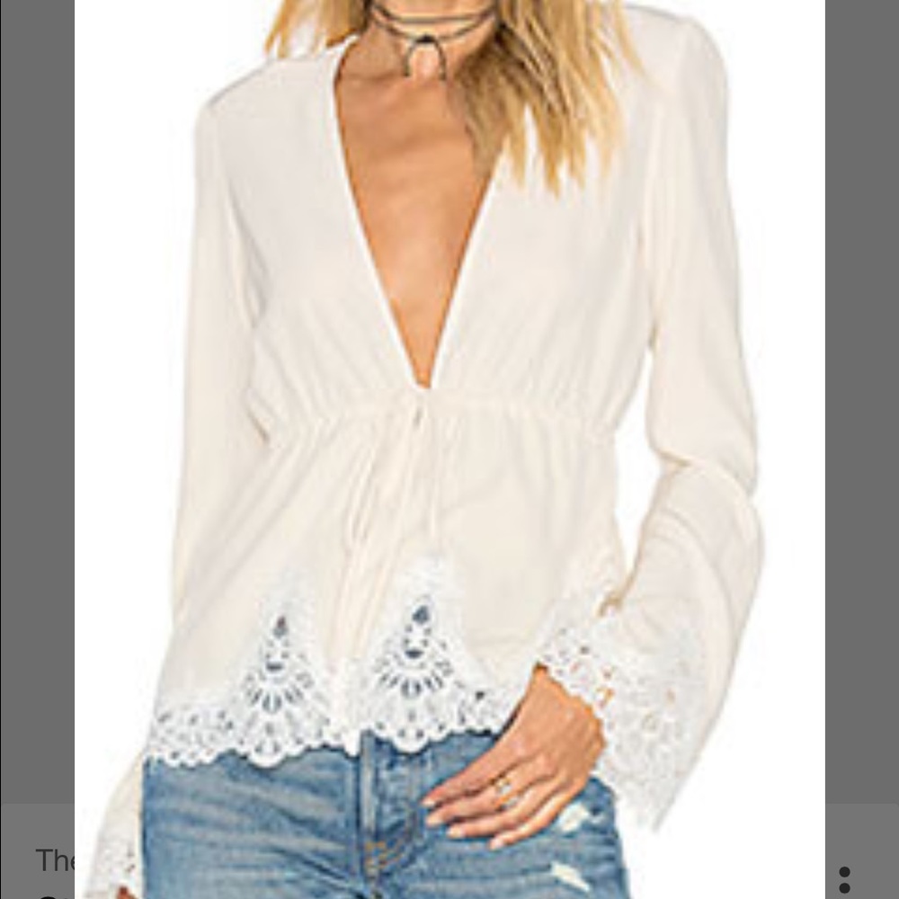 Stone Cold Fox ivory lace pearl blouse