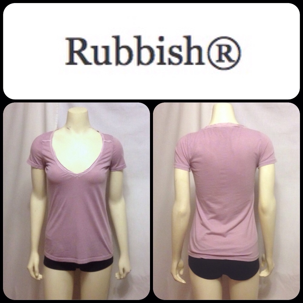 EUC Rubbish lilac cotton v neck tee S
