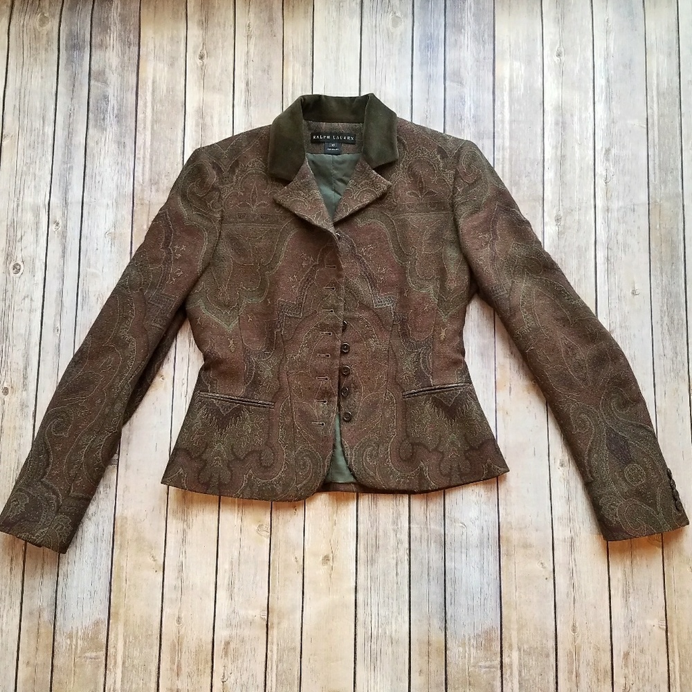 Ralph Lauren Green Jacquard Pattern Blazer (10)