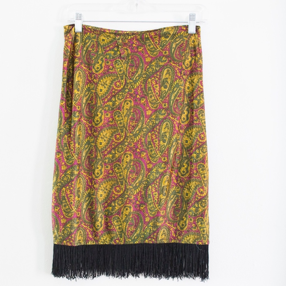 vintage paisley skirt with fringe