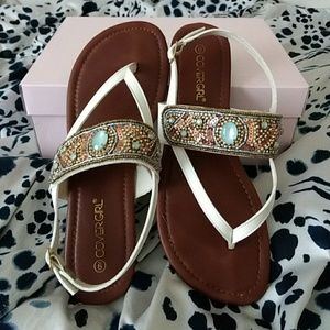 Beaded White Sandals