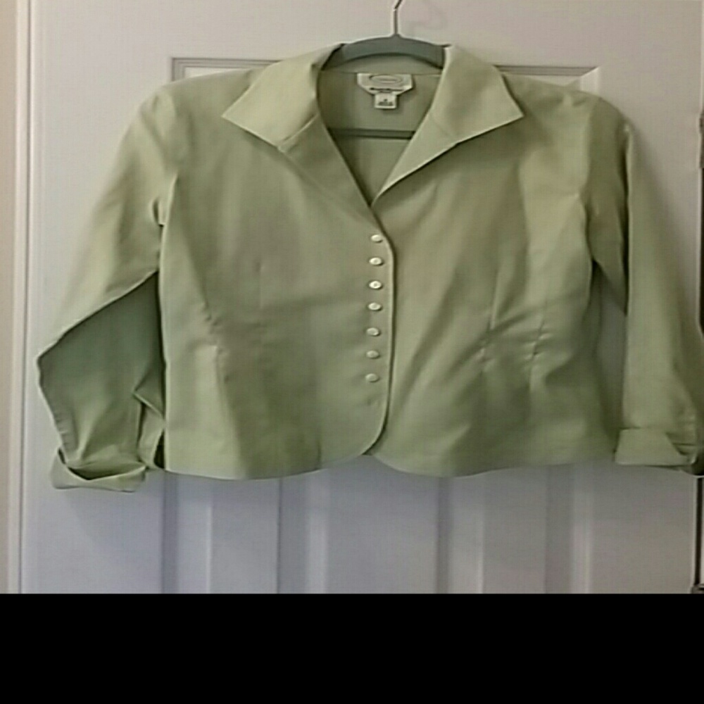 Talbots lime green button down chambray shirt