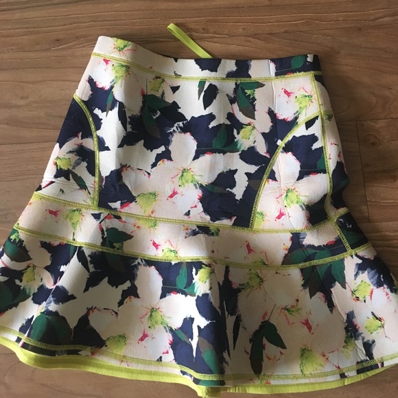 J. Crew Dresses & Skirts - J crew fit and flare neon/blue floral skirt