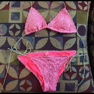 Pink crochet Victoria's Secret bikini set