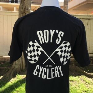 Vintage Racer Checkered Black Tshirt Cycling Bike