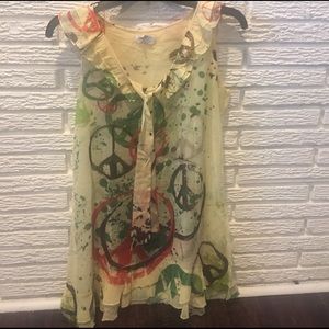 Yellow peace sign tunic