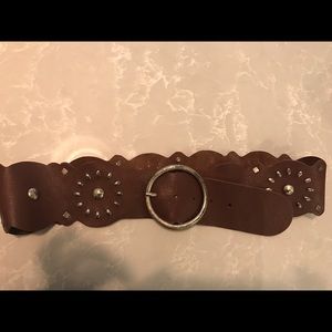 Zara leather and silver belt brown