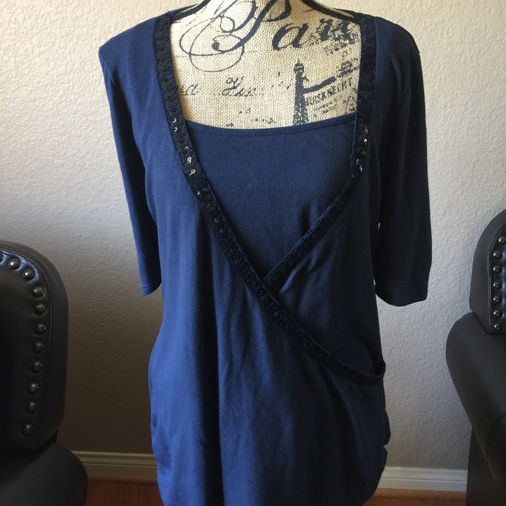 Blue sequin top with cami