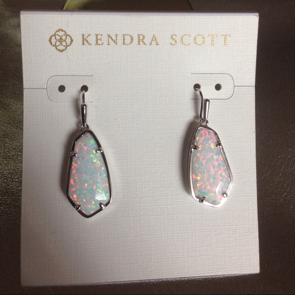 Kendra Scott Silver White Kyocera Opal Camelias