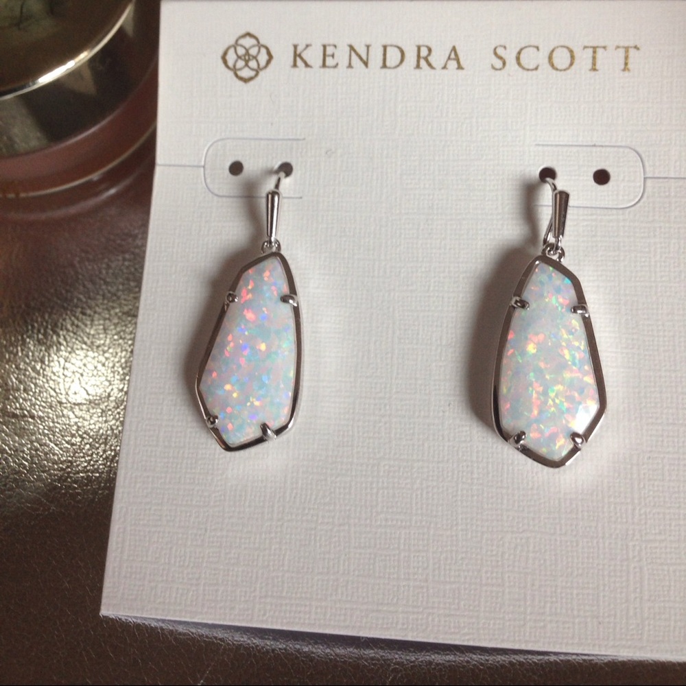 Kendra Scott Silver White Kyocera Opal Camelias