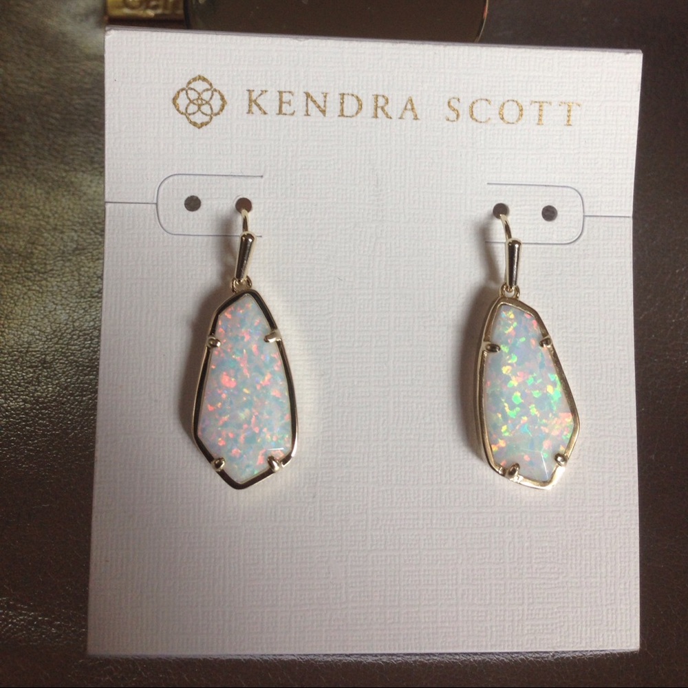 Kendra Scott Gold White Kyocera Opal Camelias