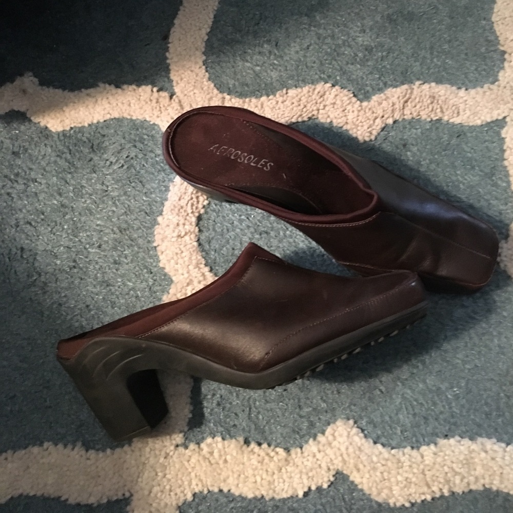 Brown mules by Aerosoles
