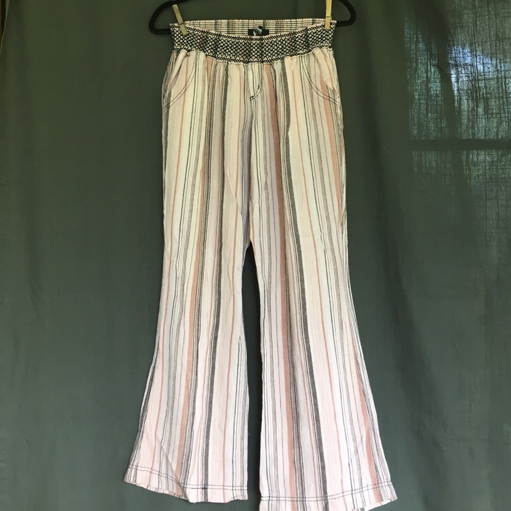 Gauzy Wide Leg Low Rise Linen Pants