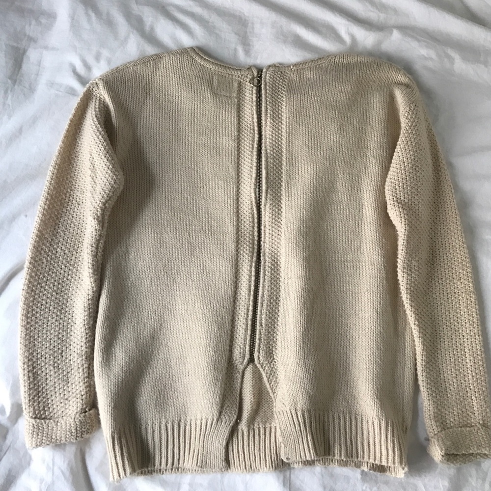 New Look zipped back beige knit sweater