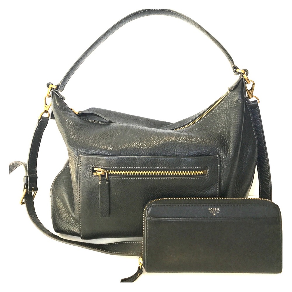 Fossil leather purse and wallet bundle